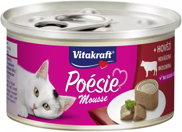 12 x 85g VITAKRAFT Poesie Mousse Rind Katzen Nassfutter