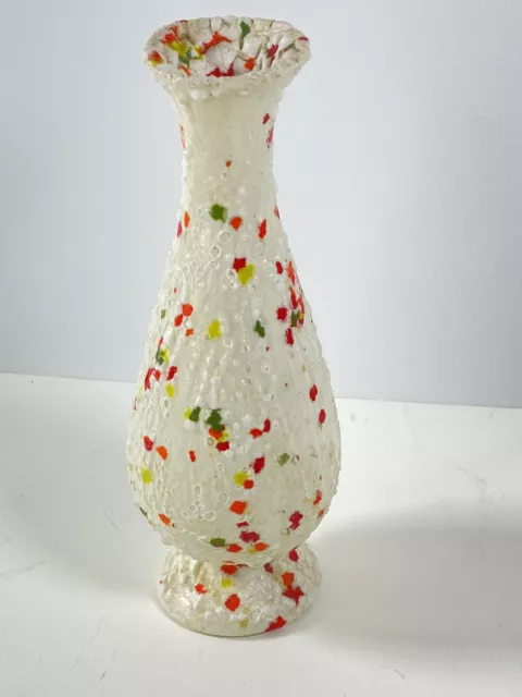 Small Lava Glaze Vase Ceramic Textured Bright Colors Speckled White Red Green