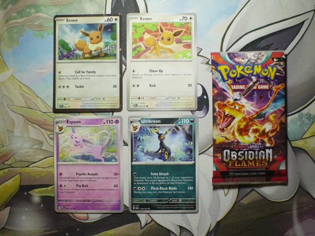 Rare Pokemon Obsidian Flames Eevee SVP 043 Promo + Eeveelutions & Booster Pack