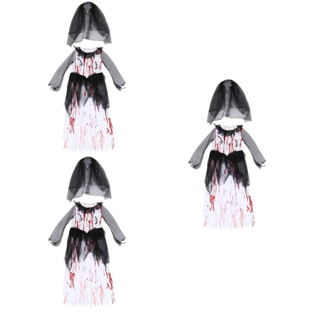 3 set 2pcs Abito da ragazza Halloween con vestito da sposa per veli per