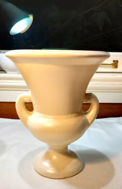 vintage planter urn vase handles pedestal haeger pottery matte off white