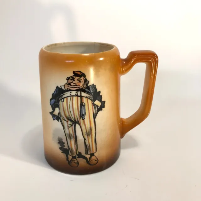 Vintage Austria Old Pilsen Beer Mug Stein Coffee Cup Novelty Drunken Figure (EE)