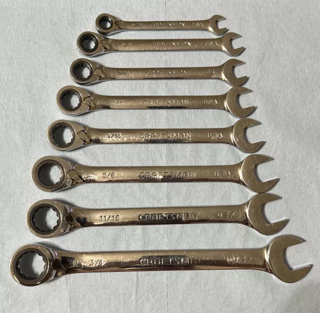 VTG Craftsman 8pc Reversible Ratcheting Combo Wrenches GK-D 5/16”-3/4” USA