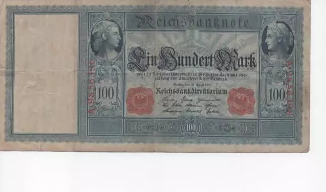 6x Reichsbanknote 100 Mark 21.April 1910 Banknote Kaiserreich Geldschein ( 488 ) 3