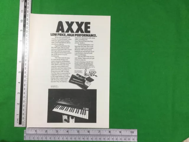 ARP Axxe keyboard synthesizer vintage advert from 1977