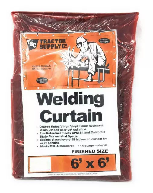 Orange 6' x 6' Fire Retardant Virlon Vinyl Welding Curtain Meets OSHA Standards