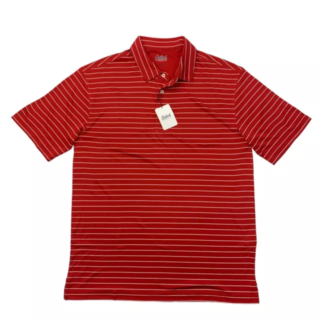 Oxford America Polo Shirt Mens L Large Cardinal Red Striped Performance Golf