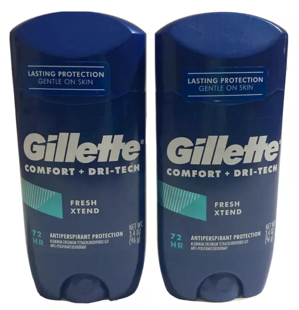 2 Gillette Comfort + Dri-Tech Antiperspirant Deodorant Fresh Xtend 3.4 oz 2024