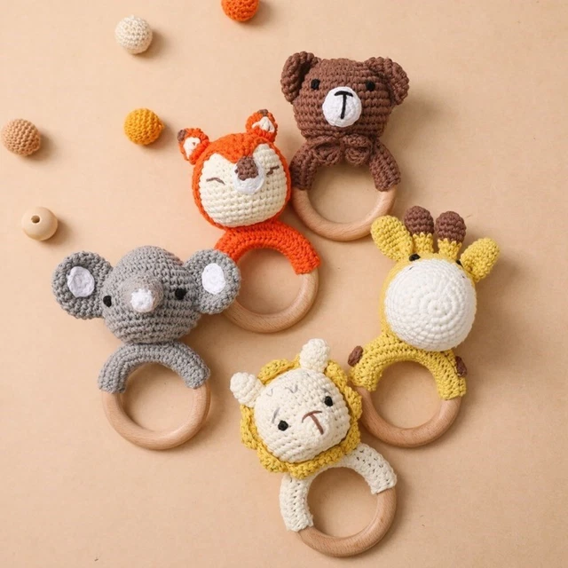 Tooth Grinding Baby Teeth Ring Woolen Hand Bell Cute Baby Rattles  Newborn