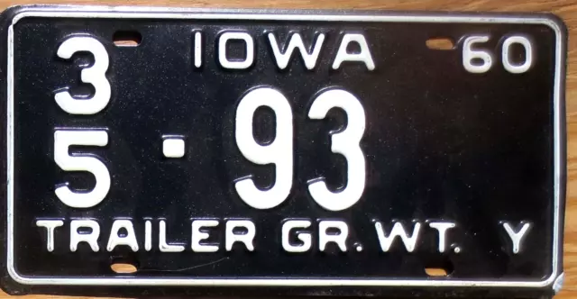 1960 Iowa License Plate Number 93 Tag - $2.99 Start