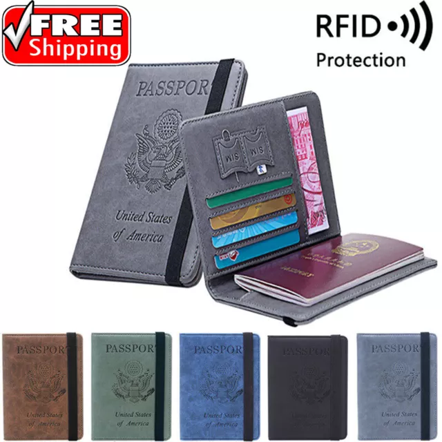 PU Leather Travel Passport Wallet Holder RFID Blocking ID Card Case Cover new