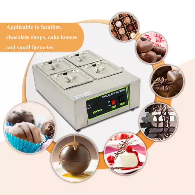 8KG Commercial Electric Chocolate Tempering Machine Heating Melter Maker 4-Pot