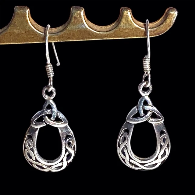 Boucles D’oreilles Clips Argent – Pendentif Goutte Marron – Strass – Création Neuve