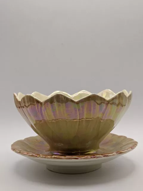 Royal Winton Grimwades Art Deco Lustre China Flower Shaped Bowl & Saucer 1930s