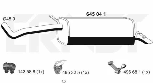 Terminale silenziatore post-silenziatore ERNST 645041 per VW FABIA IBIZA SEAT POLO 16V