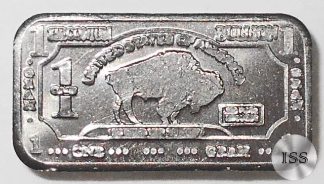 Fine .999 Zirconium Ingot 1 Gram Pure Buffalo Bar Collectible Elemental Bullion