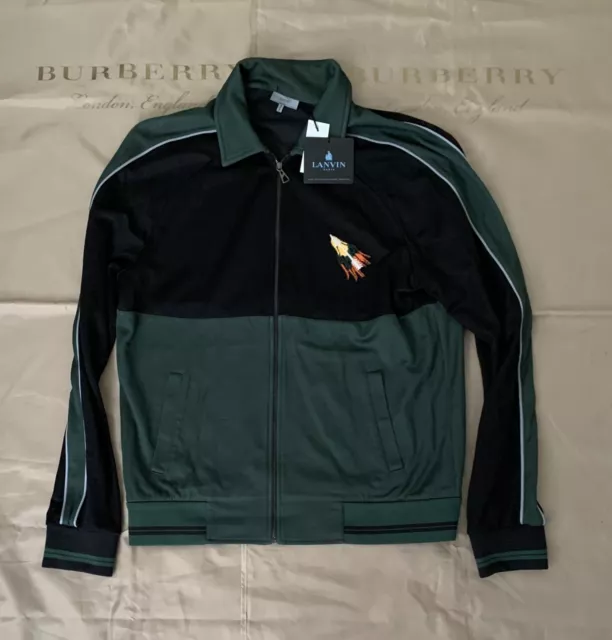 LANVIN Colorblocked Track Jacket In Green And Black $2100 Size L