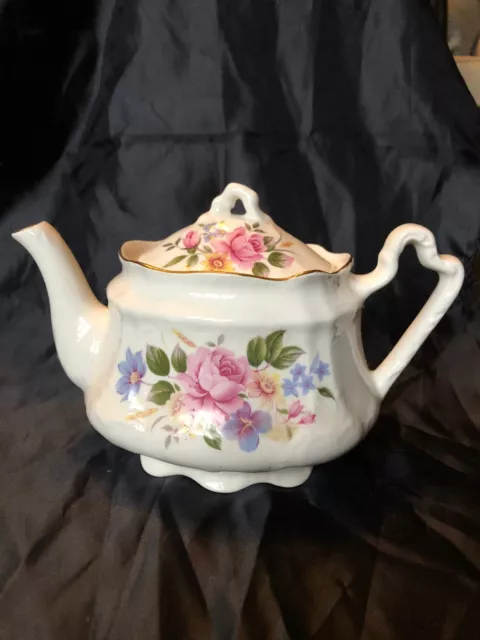 Vintage Arthur Wood & Son Teapot Pink Rose Staffordshire England