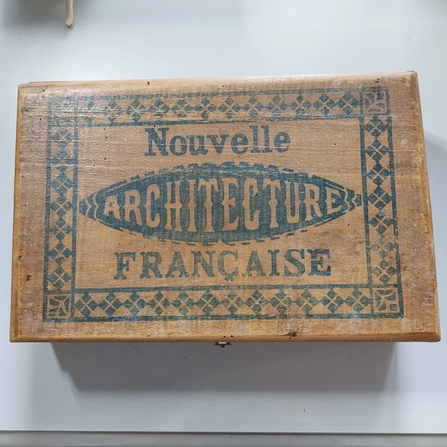 Coffret En Bois De Jeu De Construction - Nouvelle Architecture Française (vintage)