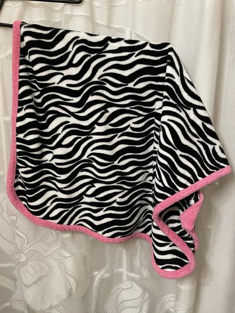 HTF GARANIMALS SUNNY Safari Zebra Print Baby Blanket Pink Trim