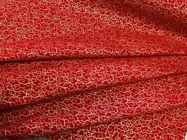 1m Red Xmas  desigen  fabric, Japanese Red gold Chinese Oriental fabric 58 " 3