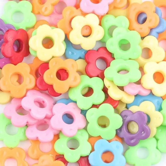 50pcs Colorful Acrylic Hollow Flower Beads Loose Bead Spacer Connectors DIY