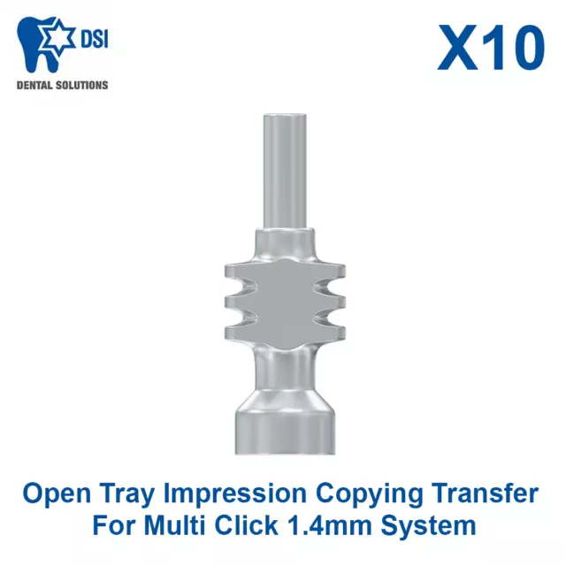 10 Dental DSI Open Tray Impression Copying Transfer For Multi Click 1.4mm System