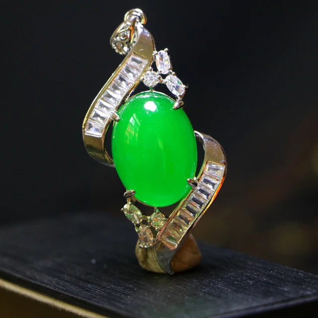 Perfect High Ice Chinese Green Jade Precision Carved Pendant R58