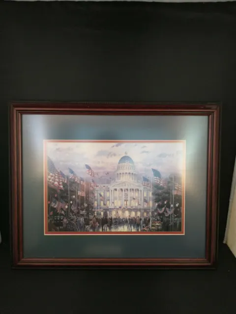 Thomas Kinkade, "Flags Over The Capitol", Professionally Framed, COA Included
