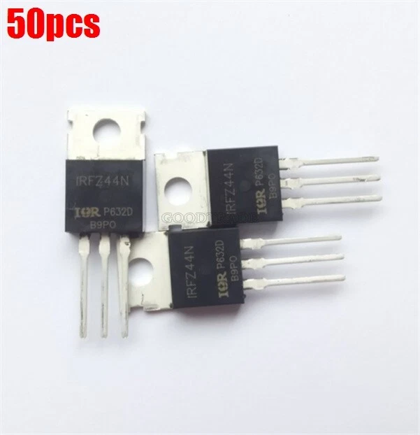 20 Transistors MOSFET Canal N IRFZ44NPBF - 49A 55V Pour Circuits électroniques Puissance