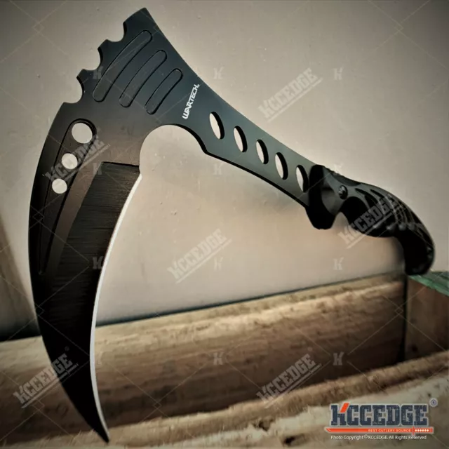 12" Tactical Scythe Fixed Blade Knife Full Tang 7" Blade Hunting Knife