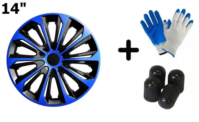 14" STRONG DUOCOLOR BLACK BLUE wheel TRIMS car covers HUB CAPS set of 4 | 3616