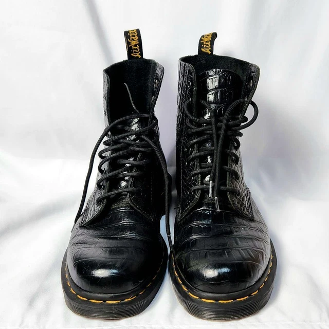 DR. MARTENS BOOTS Croco Embossed 8 Hole Leather Uk8 £137.80 PicClick UK