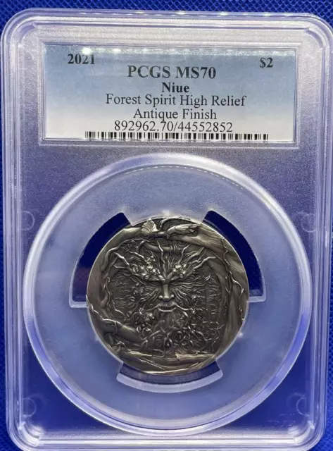 2021 Spirit of Forest High Relief 2 oz Silver Antiqued $2 PCGS MS 70 Box & COA