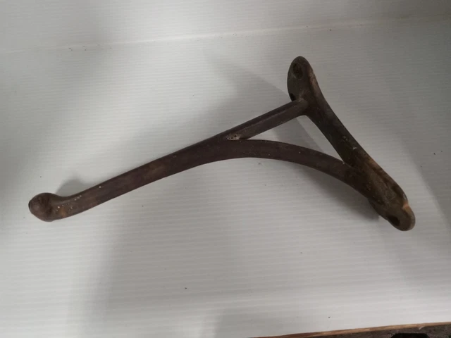 Large Old Coat Hook Tack Harness Horse Vintage Rustic Cast Iron Barn Find 8 1/2