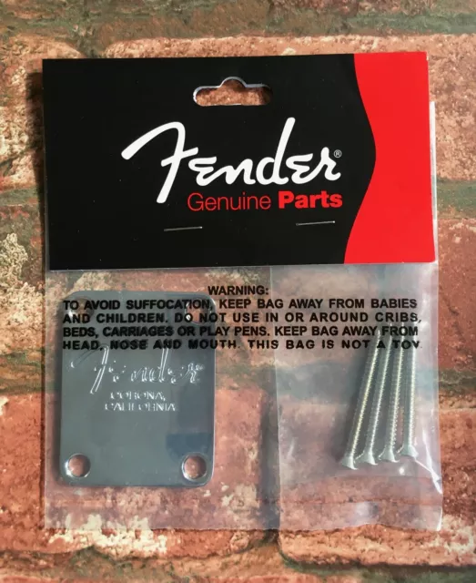 Fender American Series USA Bass & Guitar Neck Plate with "Corona" Stamp, Chrome