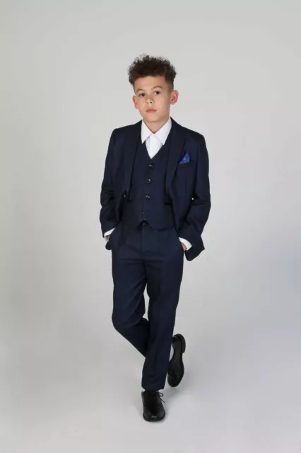 Boys Premium Kids Childrens Wedding Page Boy Navy Blue 3 Piece Suit Ages 1-14