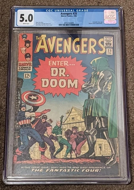 Avengers (1965) 25 CGC 5.0 WHITE pages  Fantastic Four & Doctor Doom appearance