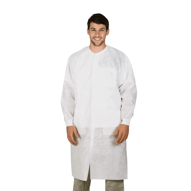 Disposable Lab Coats. Pack of 10 White SPP 45 gsm Work Gowns XX Large. Clothing