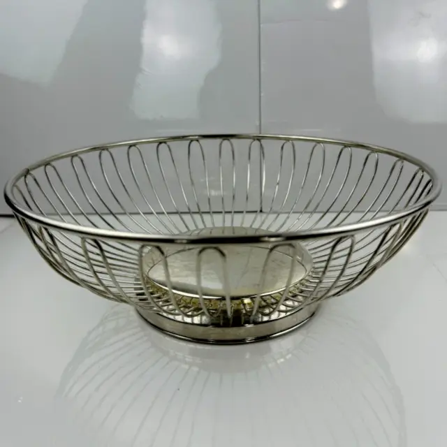 Studio Silversmiths Wire Silverplated Fruit Bread Basket Round Bowl