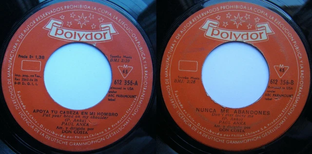 PAUL ANKA PUT Your Head On My Shaule 1960 Titres Espagnols Megarare ...