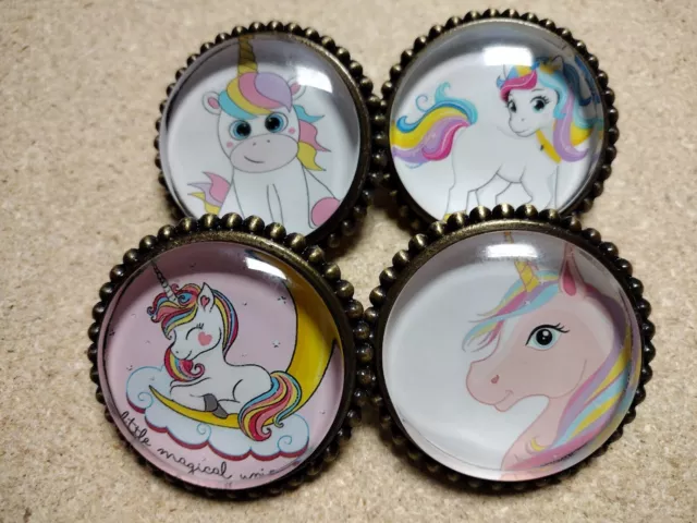 Househook, Unique Unicorn Dresser Drawer Knobs, 4 Pc Crystal Glass, Zinc Alloy