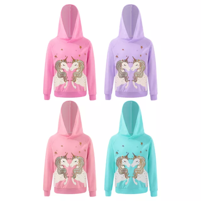 Kids Girls Hoodie Cute Sweatshirt Fashion Sweater Sports Tops Glittery Outwear