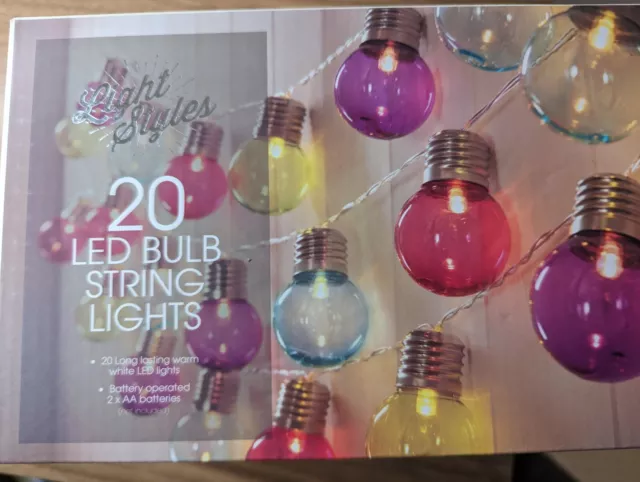 Light Styles 20 LED Bulb String Lights Battery Powered (Batteries Not Included)