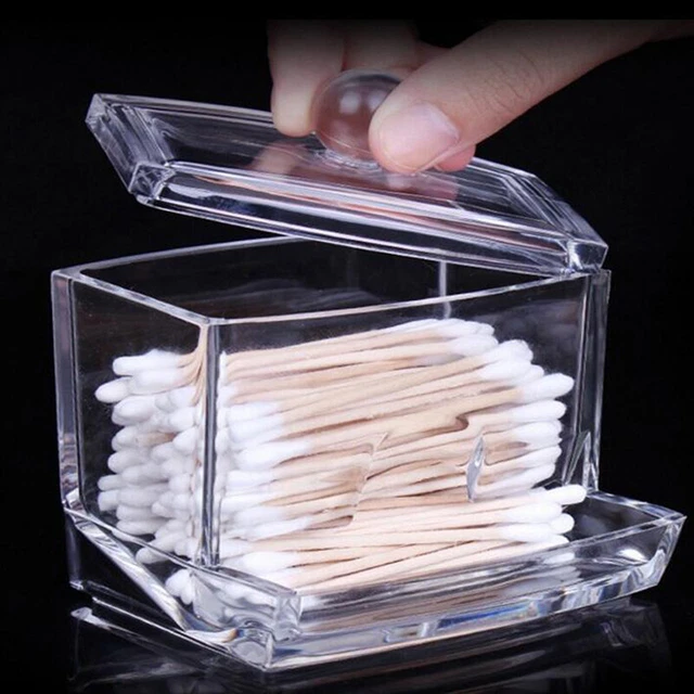 Hot Clear Acrylic Cotton Swab Storage Holder Box Cosmetic Makeup Organizer n#km 2
