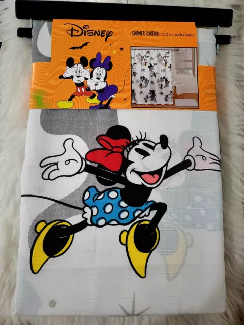 DISNEY MICKEY & MINNIE MOUSE HALLOWEEN SHOWER CURTAIN. 72" x 72"