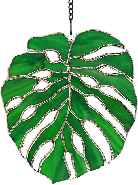 Monstera Suncatcher Stained Glass Leaf Exotic Jungle Tropical Decor Window Wall