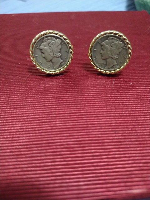 1944 Mercury Dimes Winged Liberty Head Cuff link Set