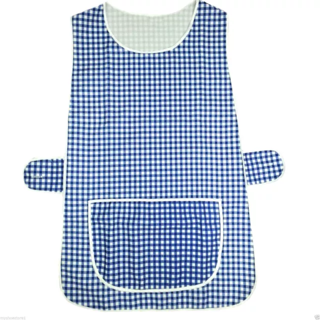 Tabbard Apron With Adjustable Strap  Kitchen Cleaning Chef-Royal Blue-Check