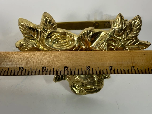 VTG BRASS Curtain Tiebacks 2 Solid Brass Rose Flower Tie Backs Holdbacks Set (1) 12